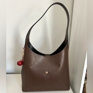 SHOULDER BAG WITH CHERRY CHARM-MAPLE BROWN COLOR